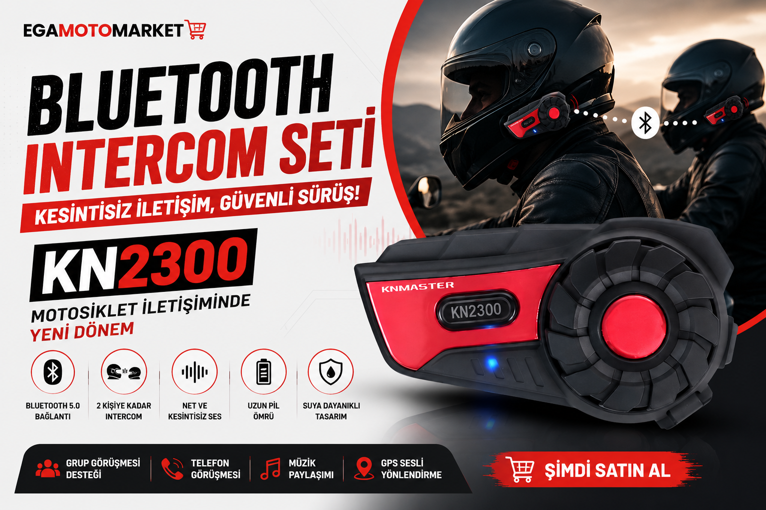 KNMASTER KN2300 Bluetooth İnterkom Seti ile Kesintisiz Sürüş İletişimi