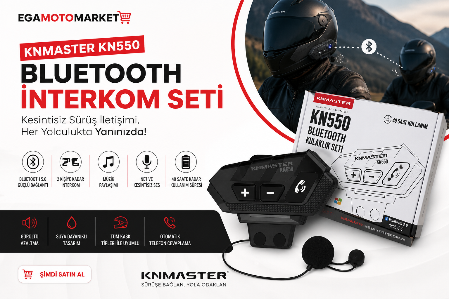 Knmaster KN550 Bluetooth İnterkom Seti ile Kesintisiz Sürüş İletişimi