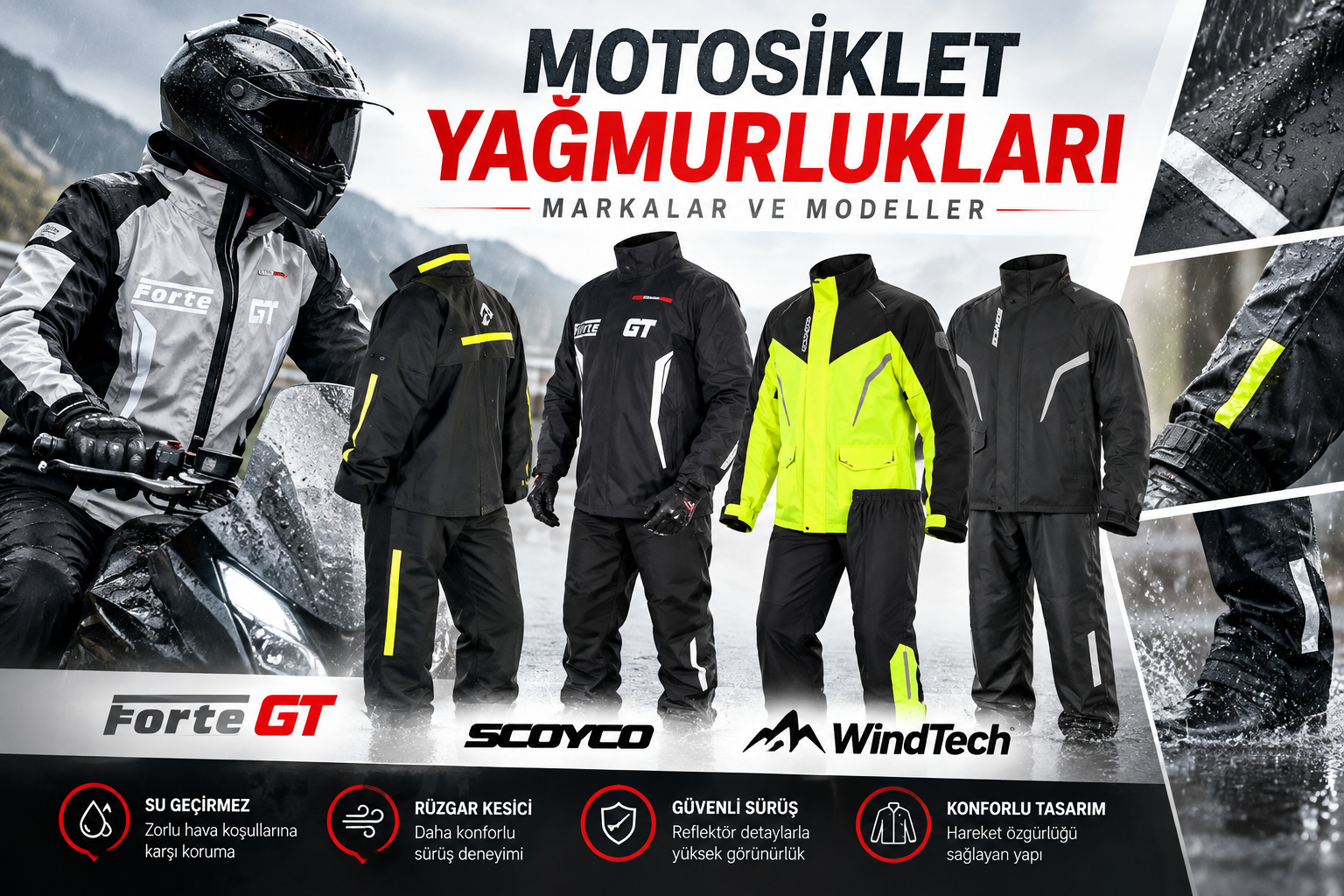 Motosiklet Yağmurlukları: Forte GT, Scoyco ve WindTech Modelleri
