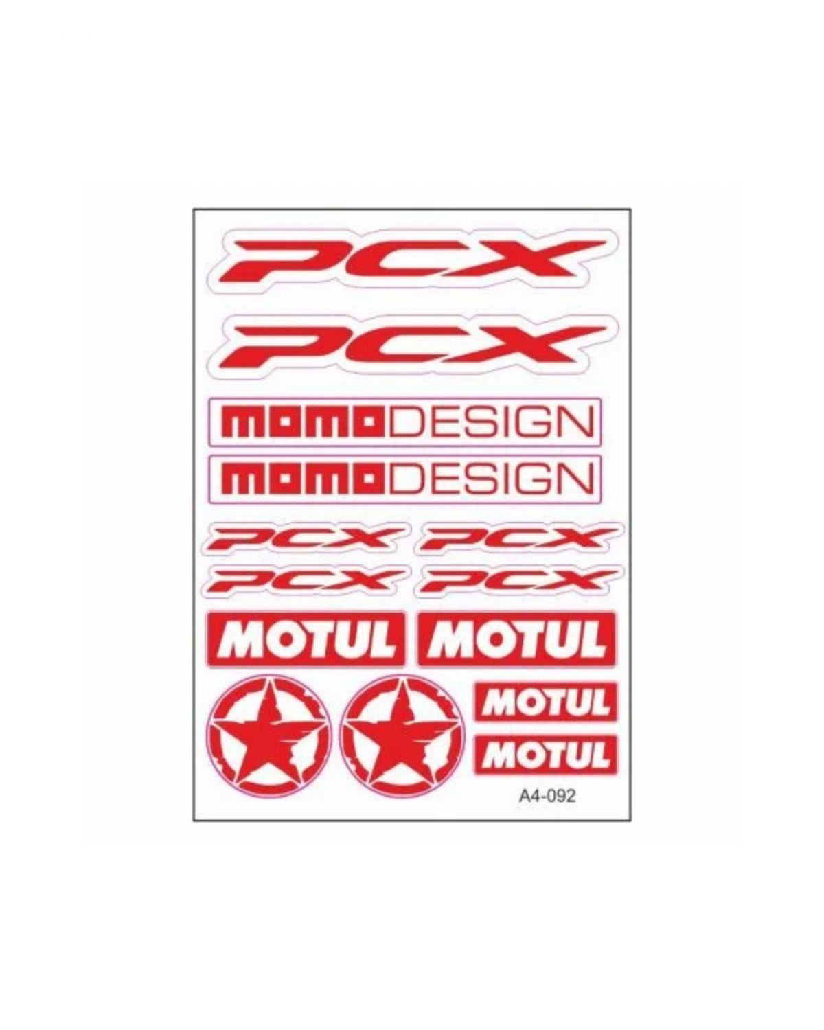 A4 Sticker Seti Honda Kırmızı Pcx Momo Desıgn - Motul 093