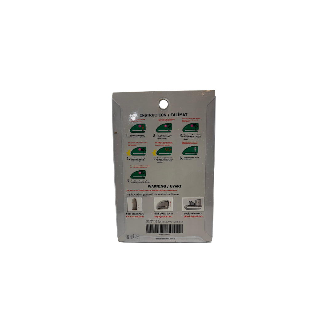 Alarmlı Disk Kilidi Lock Disk Kilit Siyah Universal Swan