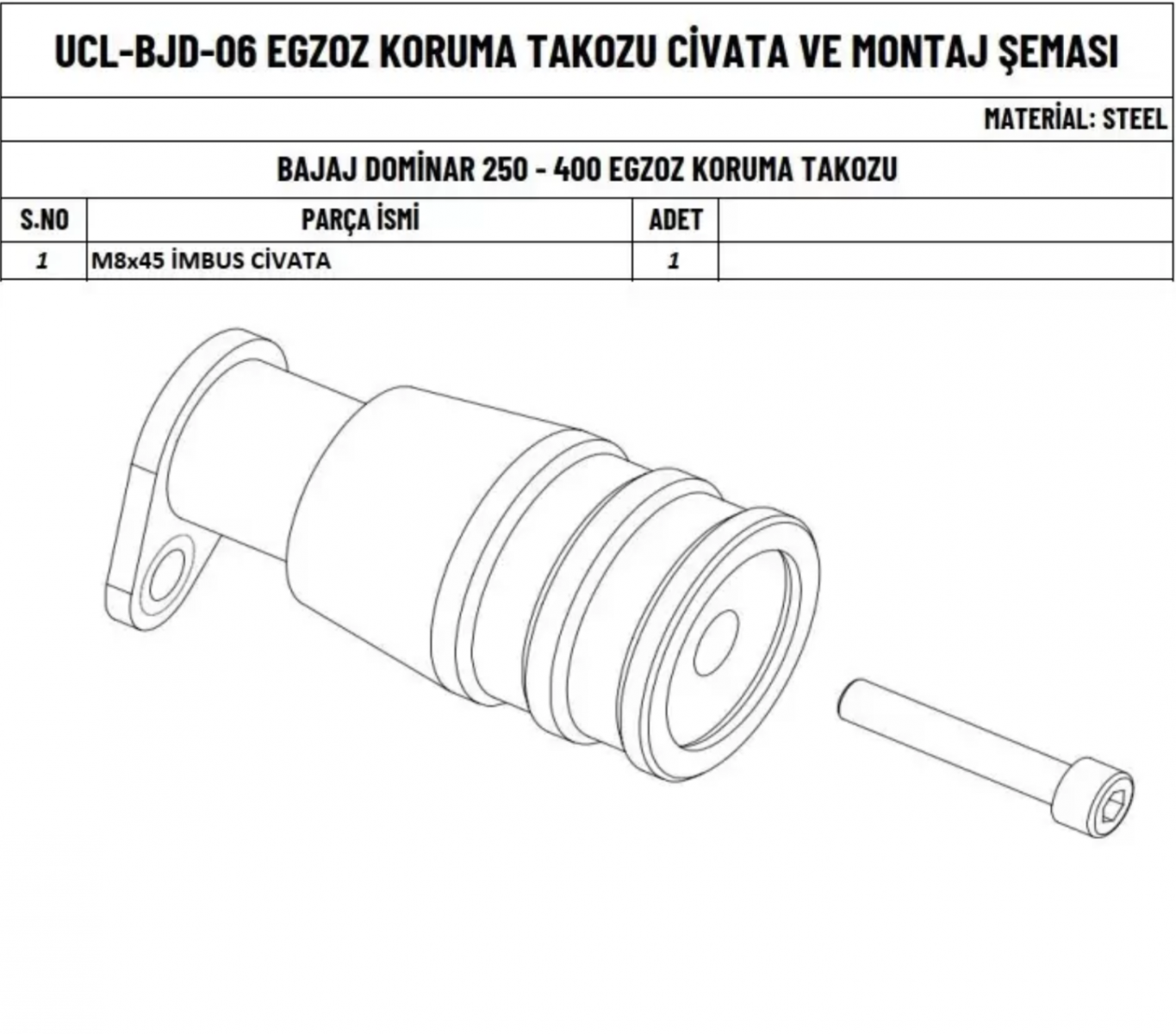 Bajaj Dominar 250 / Dominar 400 Egzoz Koruma Takozu