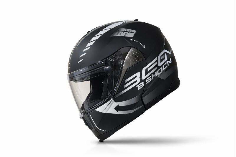 Beon Çene Açılır Vizörlü Kask B700 Siyah , Beyaz Vertıgo