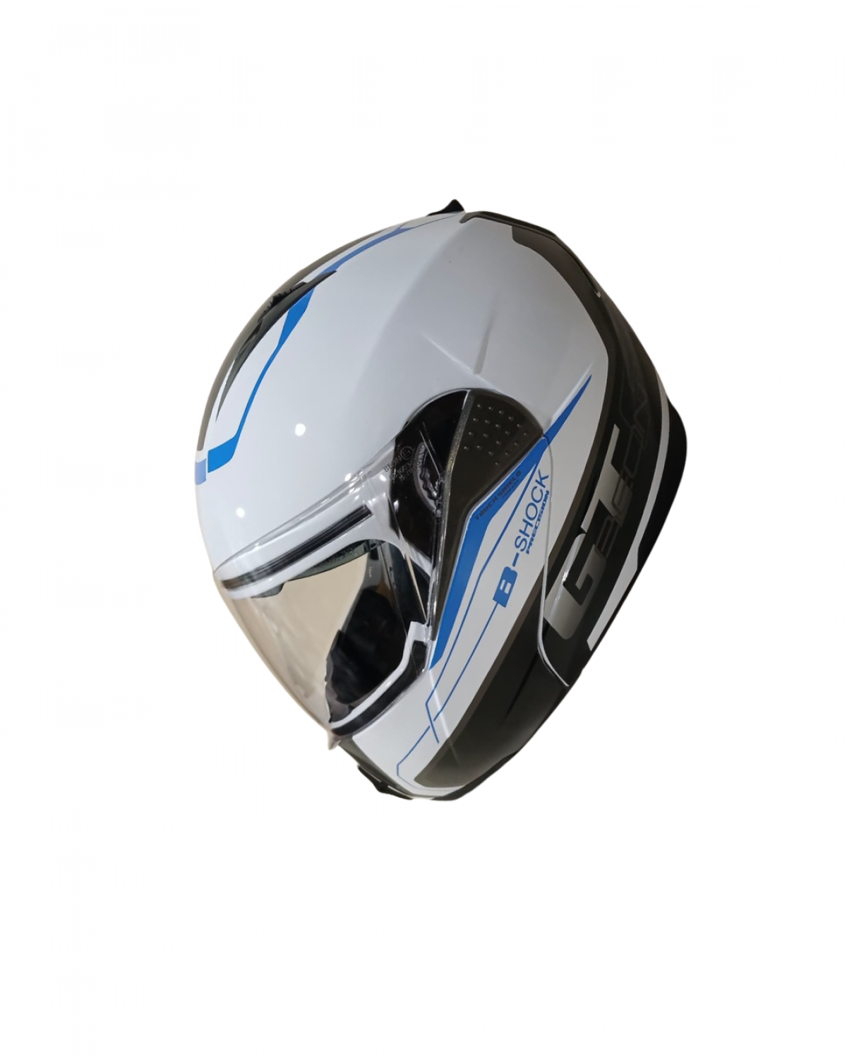 Beon Çene Açılır Vizörlü Kask Beyaz , Mavi B-shock