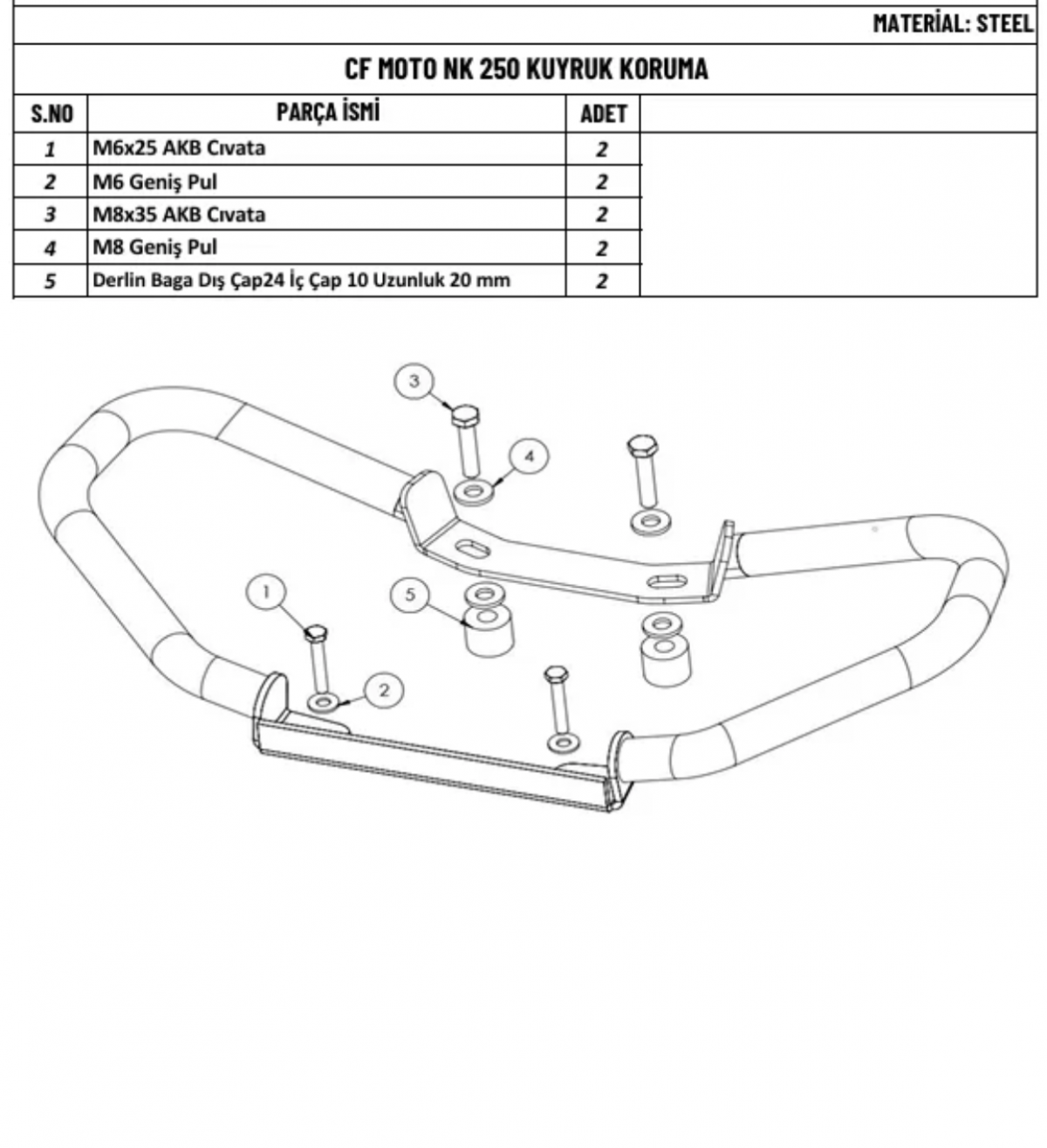 Cf Moto 250nk Kuyruk Koruma Demiri (2018-2025)