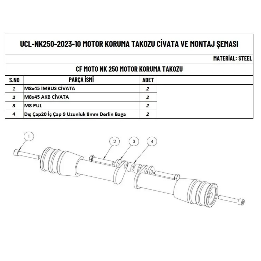 Cf Moto 250nk Motor Koruma Takozu (2018-2025)
