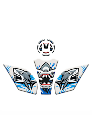 Cf Moto 250sr Tankpad Seti Mavi - Beyaz Köpek Balığı Desen 013