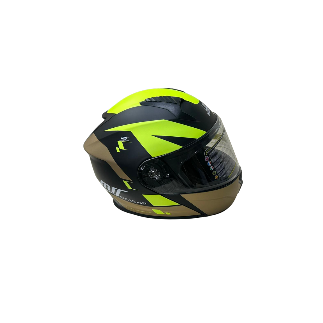Fazer Helmets Fr-913 Full Face Kask – Mat Siyah Sarı, Ce Onaylı, Güneş Vizörlü