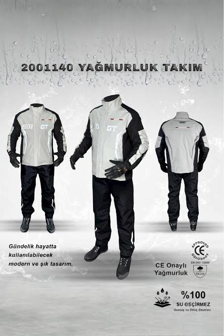 Forte Gt 2001140 Taş Siyah-beyaz Yağmurluk Takım