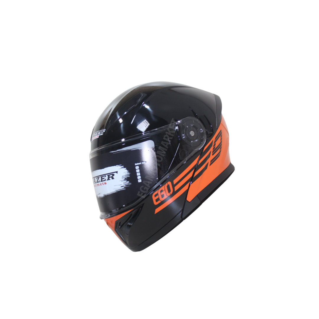 Fr-965 Ego29 Glossy Flourosan Red Çene Açılır Kask – Siyah,turuncu Güneş Vizörlü, Ce