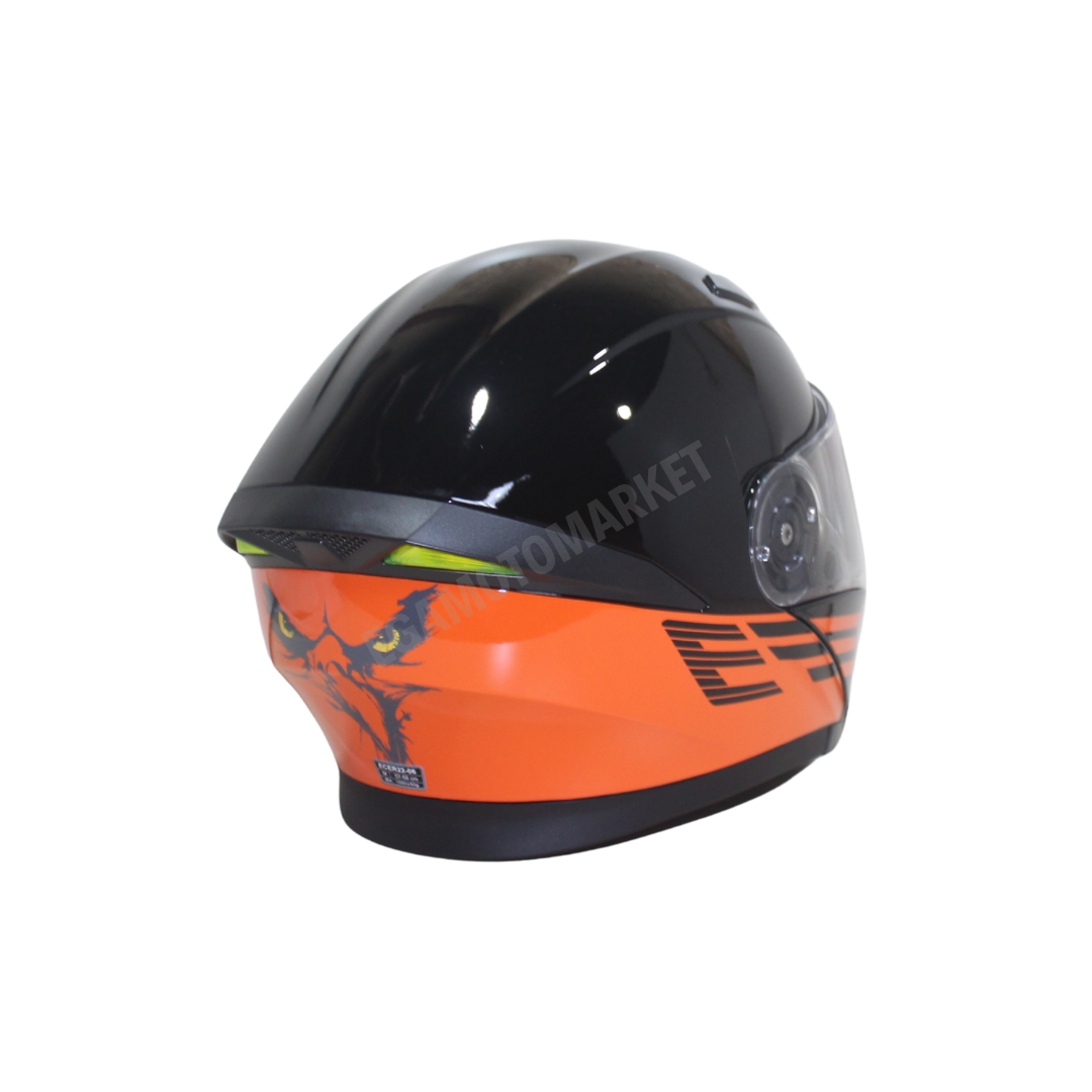 Fr-965 Ego29 Glossy Flourosan Red Çene Açılır Kask – Siyah,turuncu Güneş Vizörlü, Ce