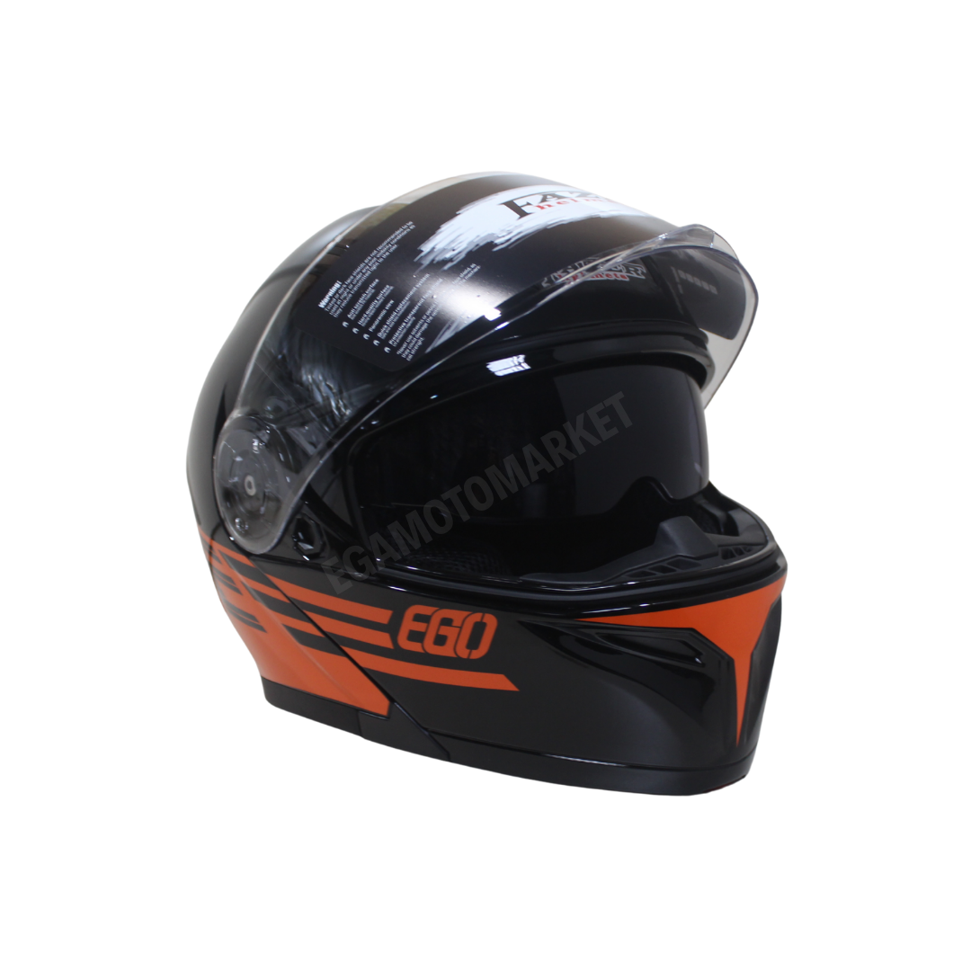 Fr-965 Ego29 Glossy Flourosan Red Çene Açılır Kask – Siyah,turuncu Güneş Vizörlü, Ce