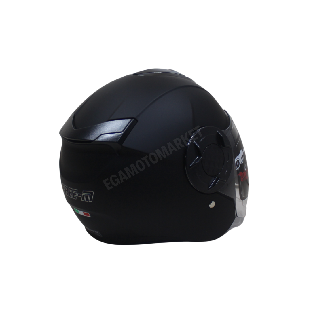 Freem Fr-665 Mat Black Yarım Camlı Kask – Siyah Güneş Vizörlü, Ce