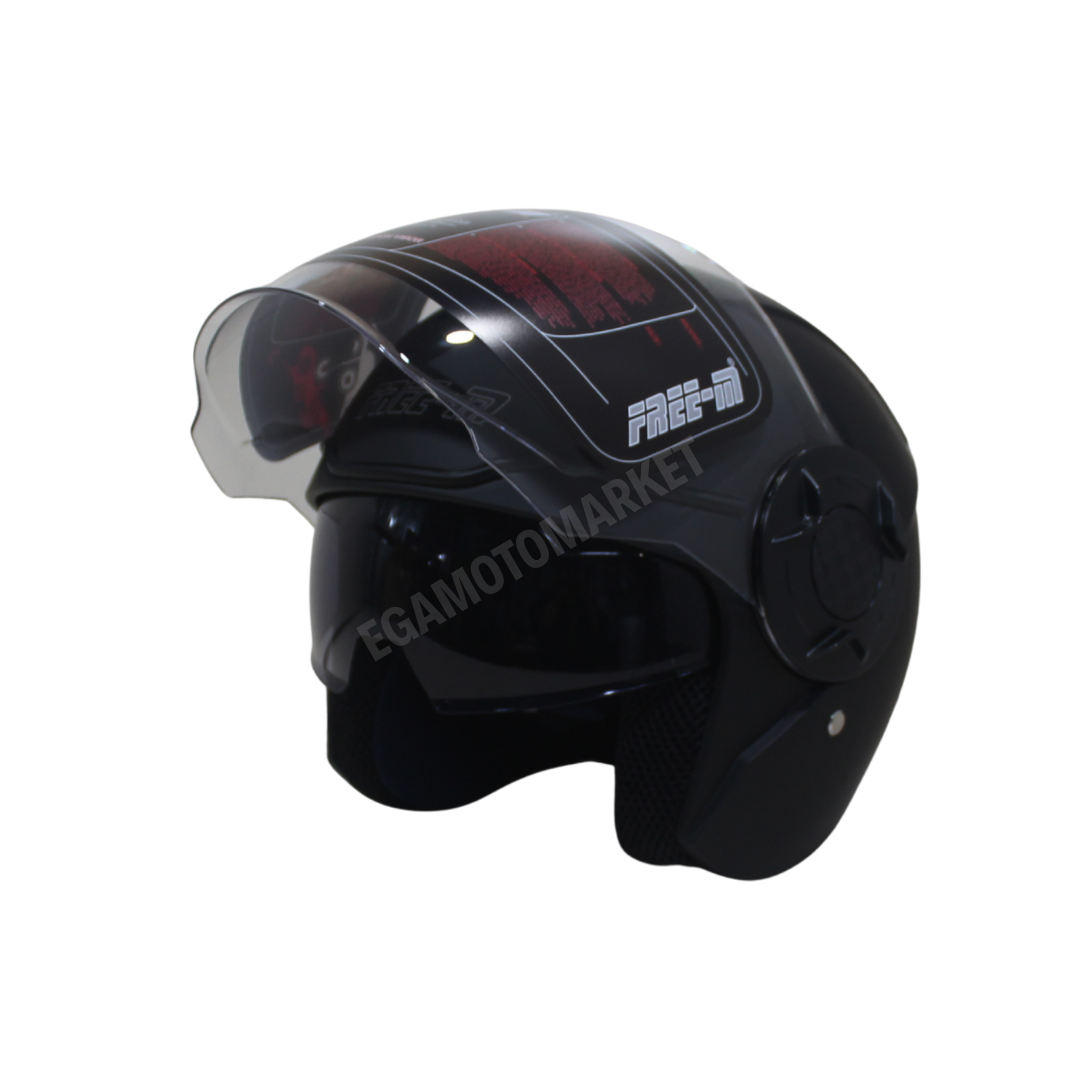 Freem Fr-665 Mat Black Yarım Camlı Kask – Siyah Güneş Vizörlü, Ce