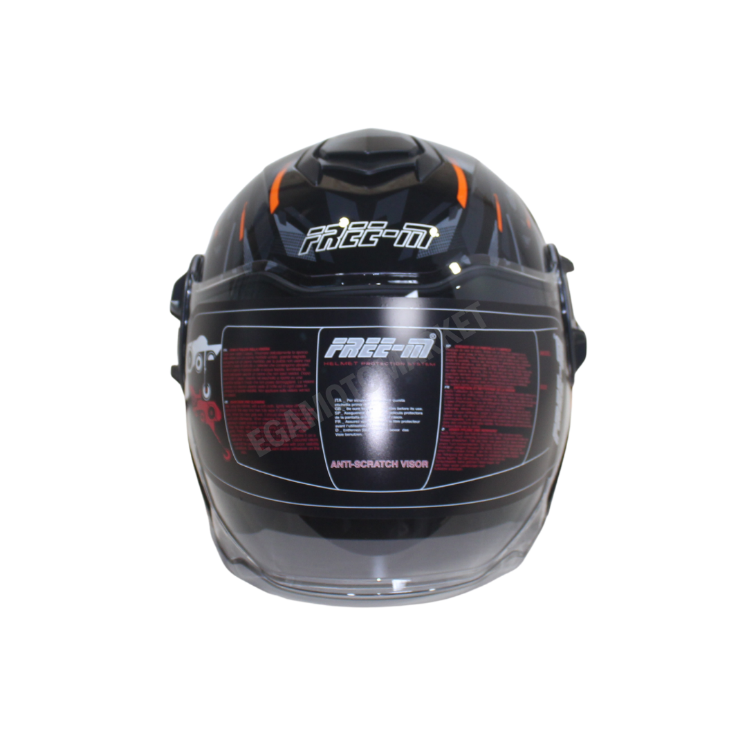 Freem Fr-665 Orange Arrow Yarım Camlı Kask – Turuncu,siyah Güneş Vizörlü, Ce