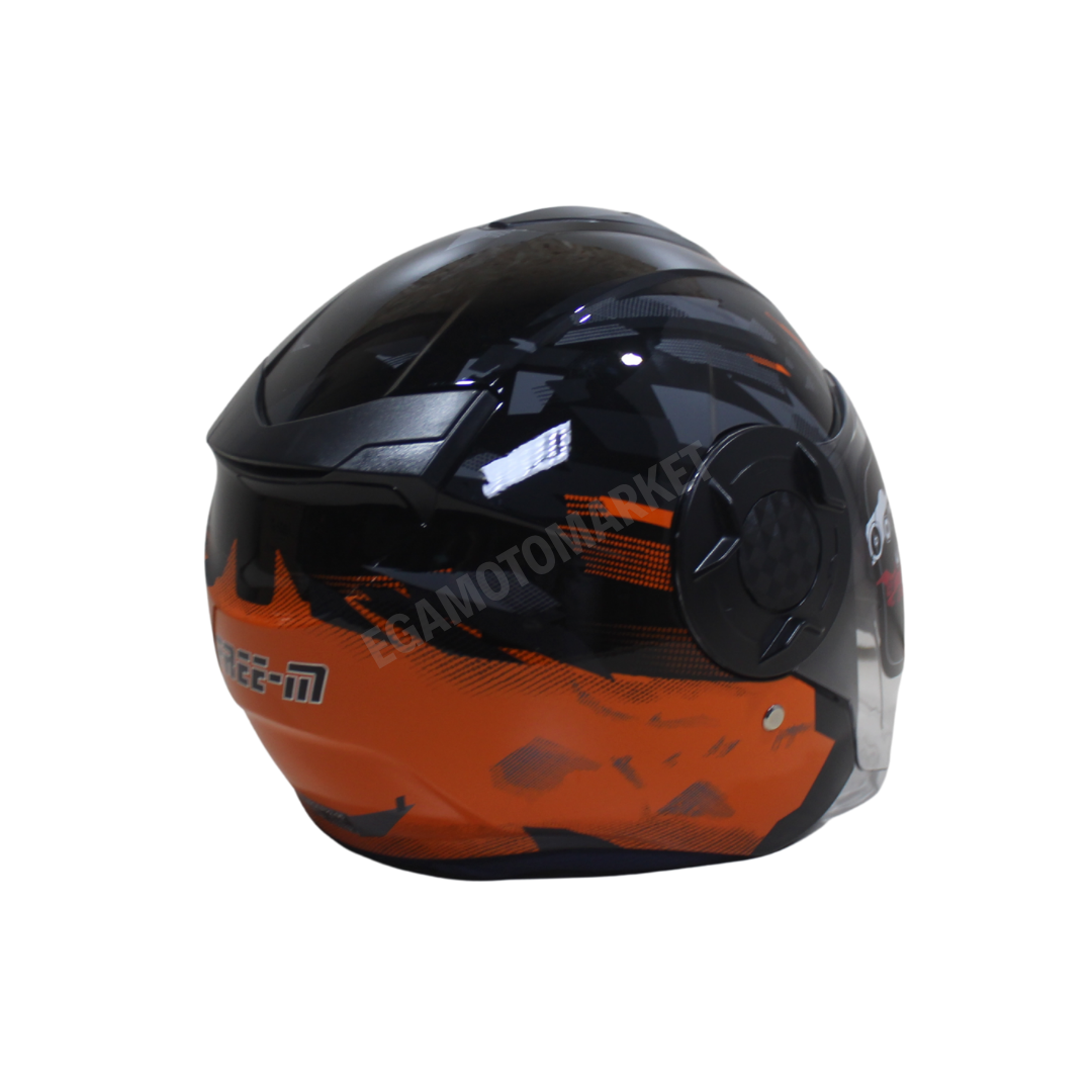 Freem Fr-665 Orange Arrow Yarım Camlı Kask – Turuncu,siyah Güneş Vizörlü, Ce