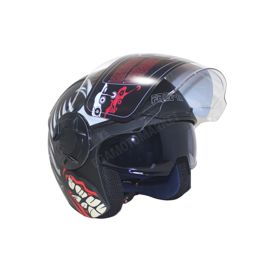 Freem Fr-665 X-blades Mat Black Yarım Camlı Kask – Siyah Güneş Vizörlü, Ce