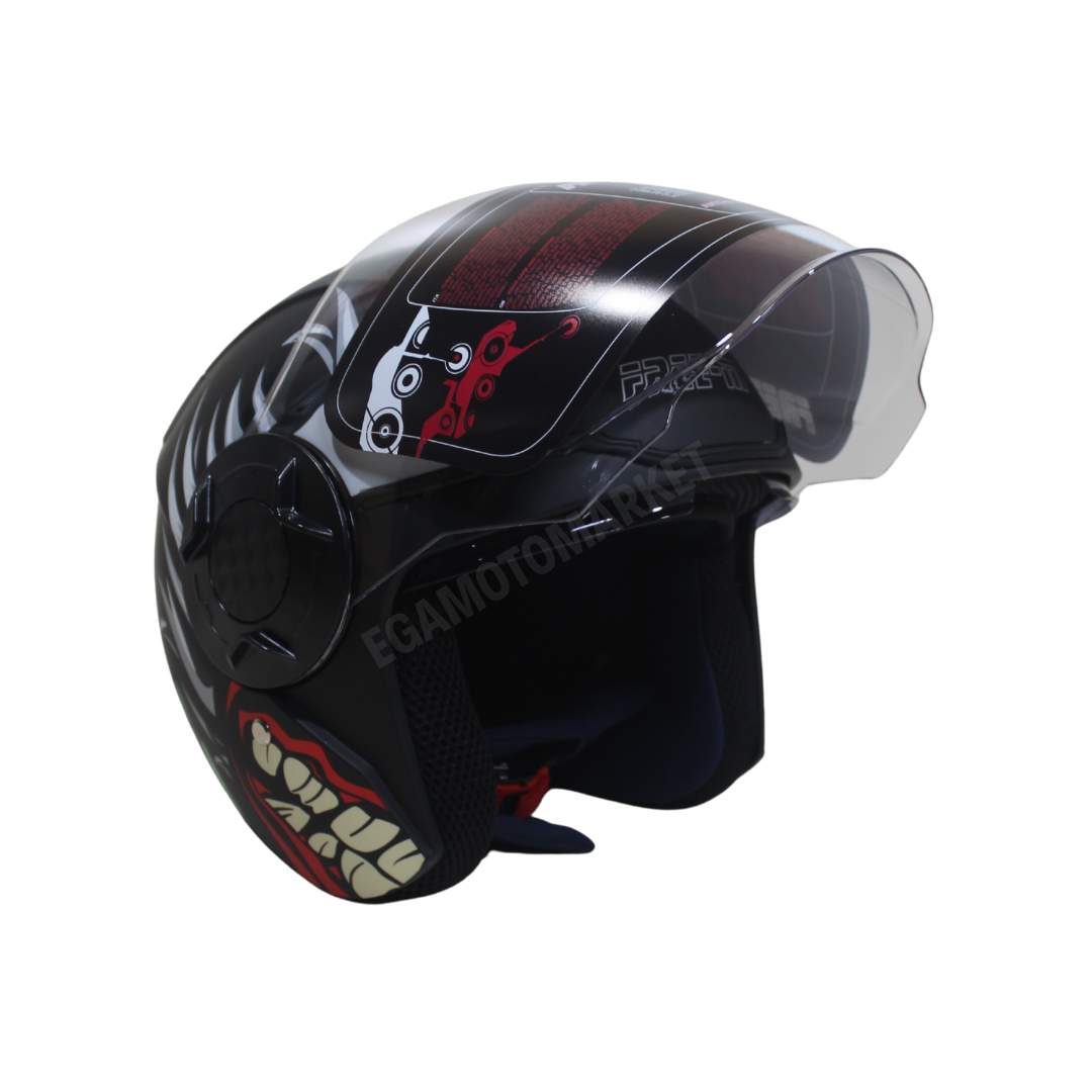 Freem Fr-665 X-blades Mat Black Yarım Camlı Kask – Siyah Güneş Vizörlü, Ce