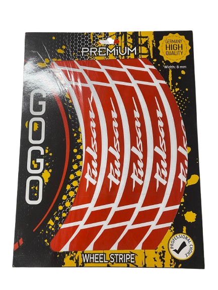 Gogo Premium Bajaj Pulsar 150ns Komple Jant Sticker Kırmızı Beyaz (tek Jant İçin)