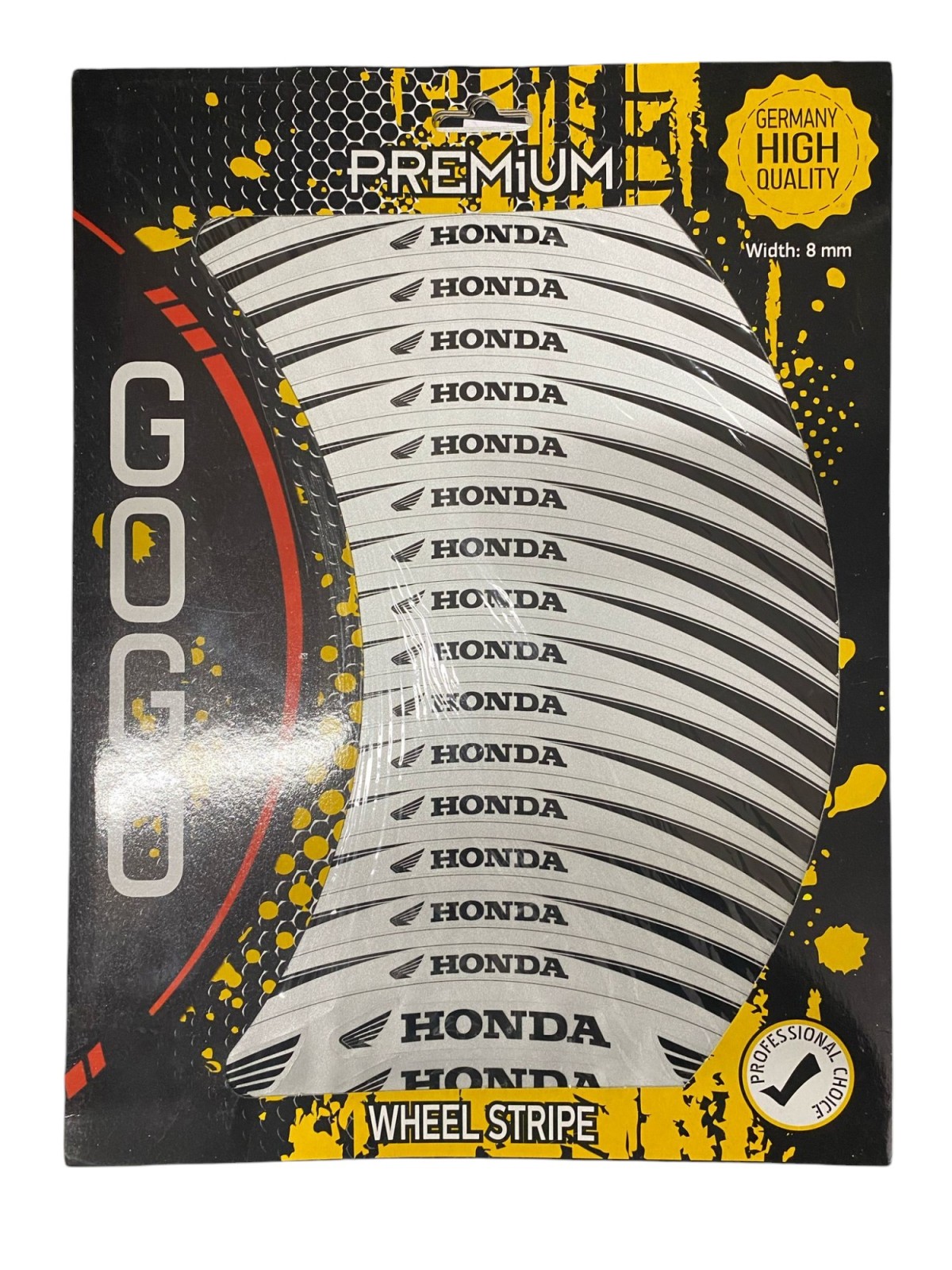 Gogo Premium Honda Universal Komple Jant Şeridi Sticker Siyah Beyaz (2 Jant İçin)