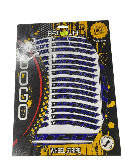 Gogo Premium Yamaha Mt07 Komple Jant Şeridi Sticker Mavi Siyah 2 Jant İçin (2014-2024)