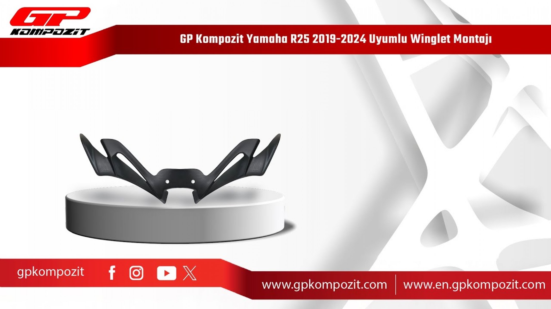 (gp) Kompozit Yamaha Yzf R25 (2019-2024) Uyumlu Winglet (siyah)