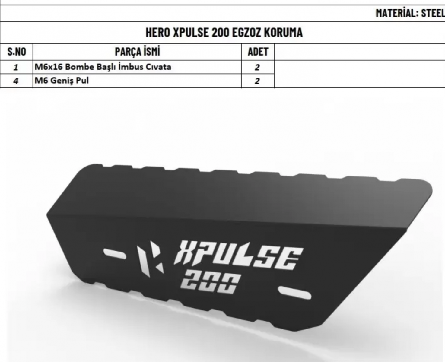 Hero X-pulse 200 Egzoz Koruma Sacı Hero X-pulse 200 Egzoz Koruma Sacı