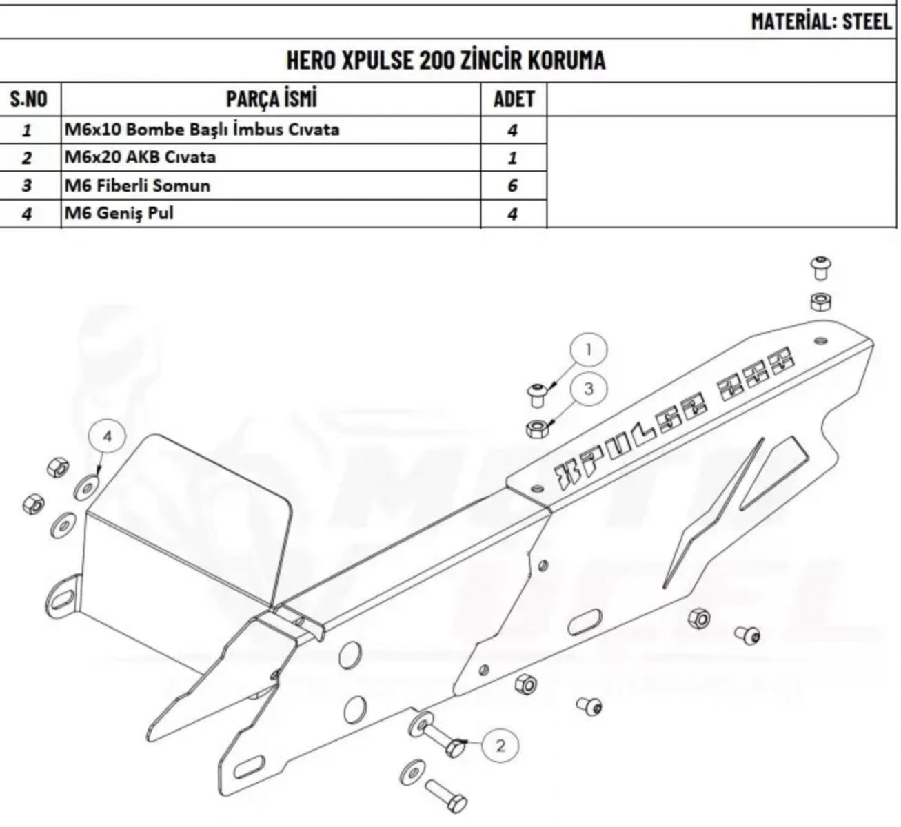 Hero X-pulse 200 Zincir Koruma Sacı