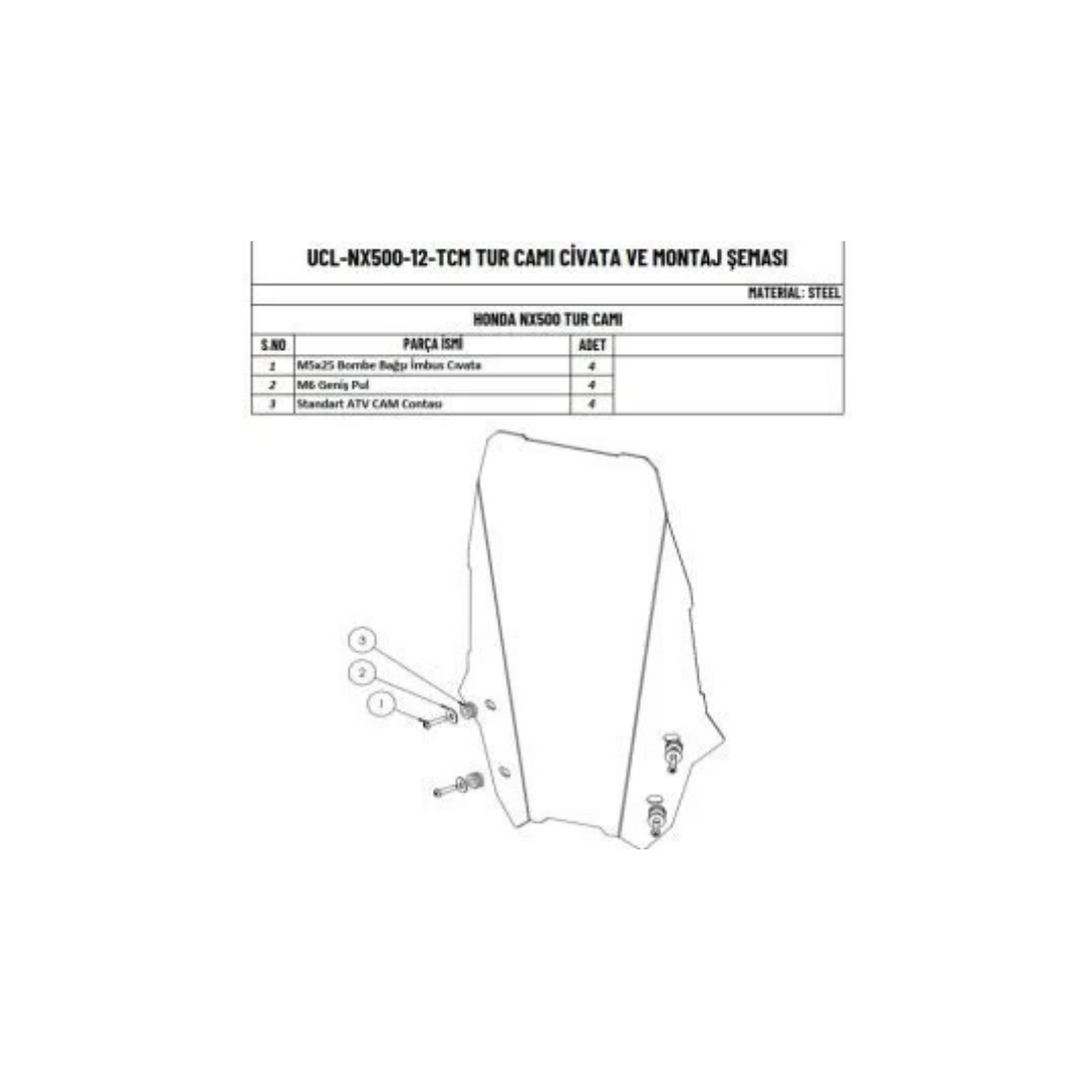 Honda Nx 500 Ön Cam (siperlik) Şeffaf