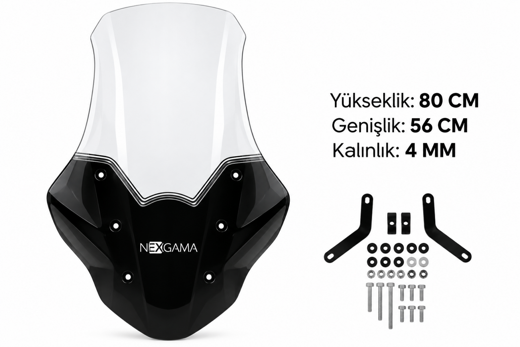 (ınsıgma) Arora Max Pro 125 - 150 Elcikli Ön Cam (tur Cam Siperlik) Şeffaf - 80cm