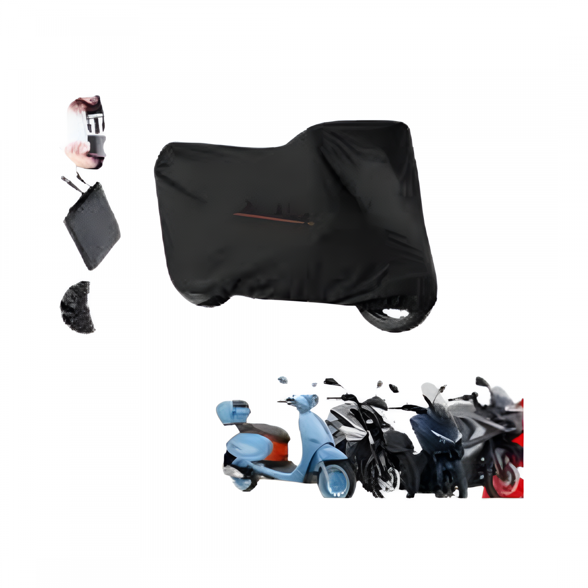Jiekai Siyah Motosiklet Brandası L Boy Çantasız Scooter Ve Vitesli Modeller İçin Siyah