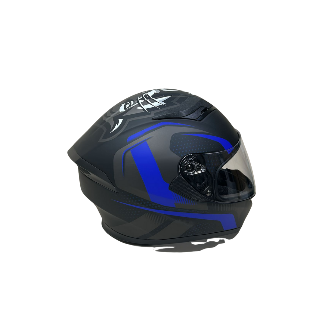 Jk Full Face Kask Güneş Vizörlü ,mat Siyah - Mavi
