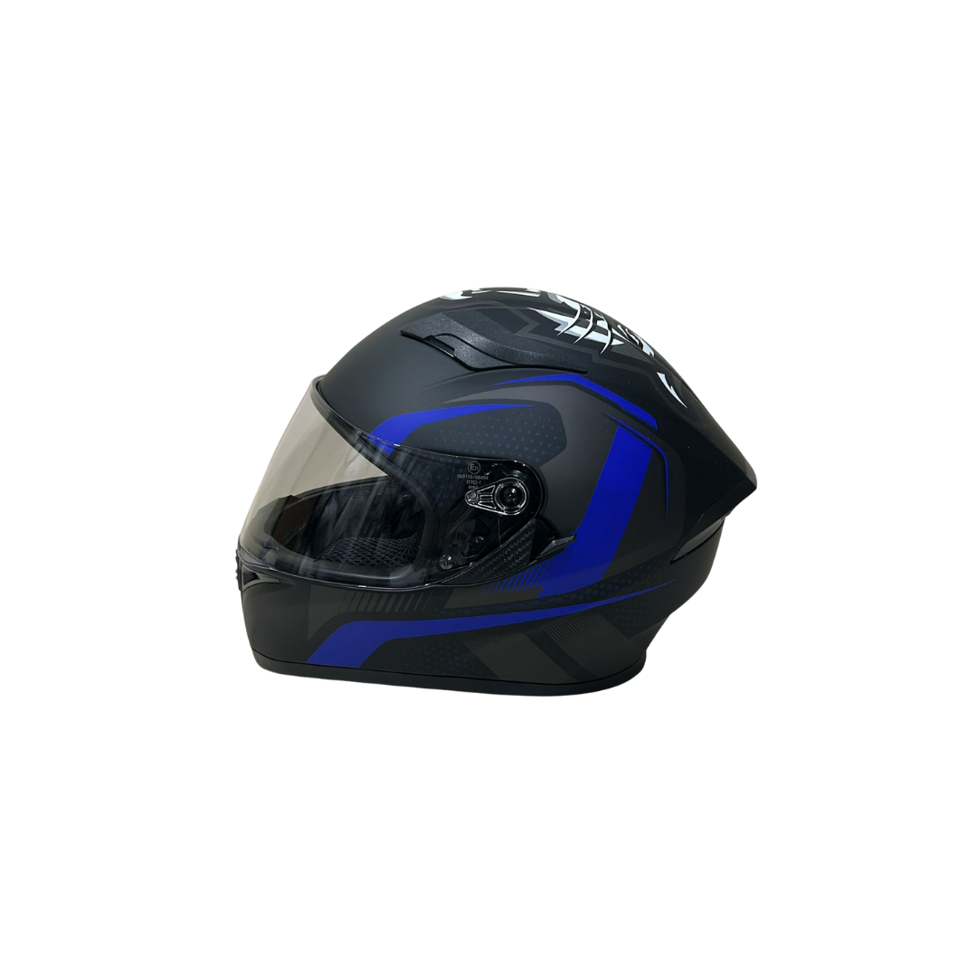 Jk Full Face Kask Güneş Vizörlü ,mat Siyah - Mavi