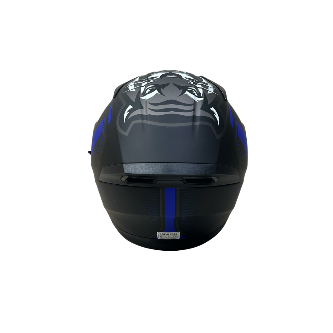 Jk Full Face Kask Güneş Vizörlü ,mat Siyah - Mavi