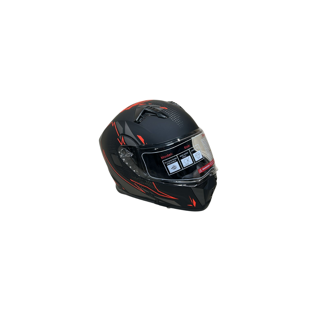 Jk Kask Çene Açılır Mat Siyah Kırmızı 4
