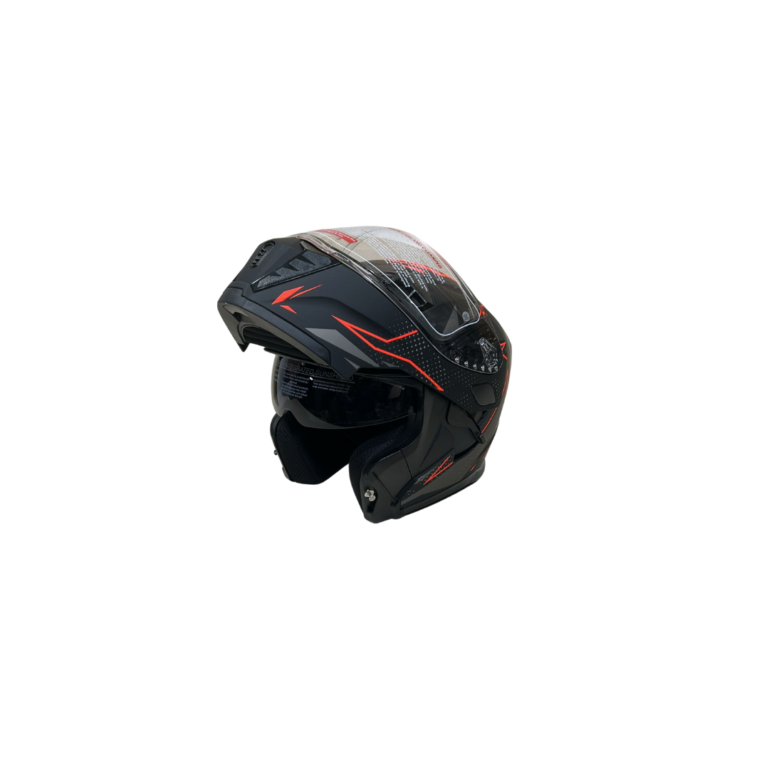 Jk Kask Çene Açılır Mat Siyah Kırmızı 4