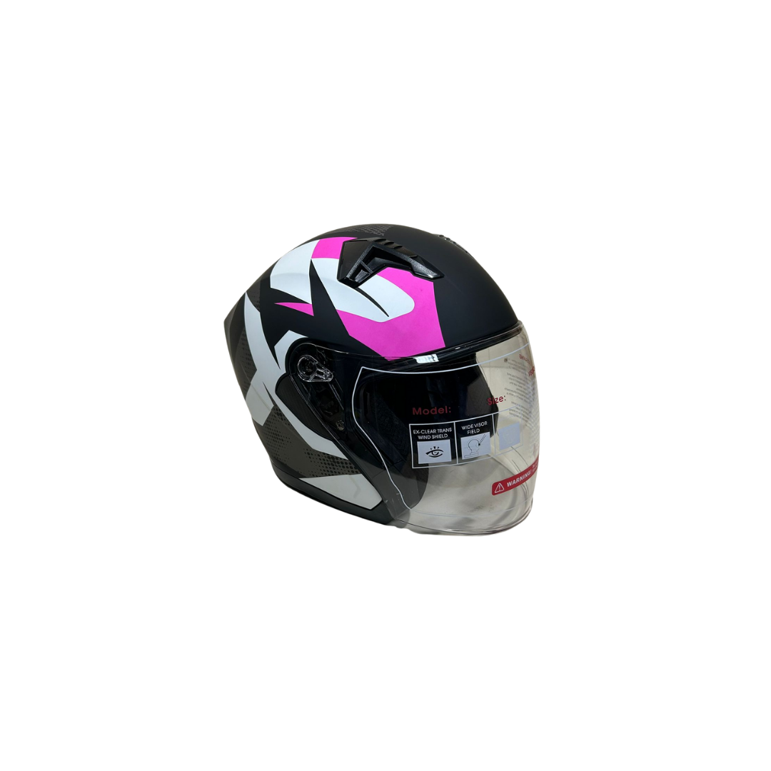 Jk Kask Çenesiz Vizörlü Mat Siyah Pembe