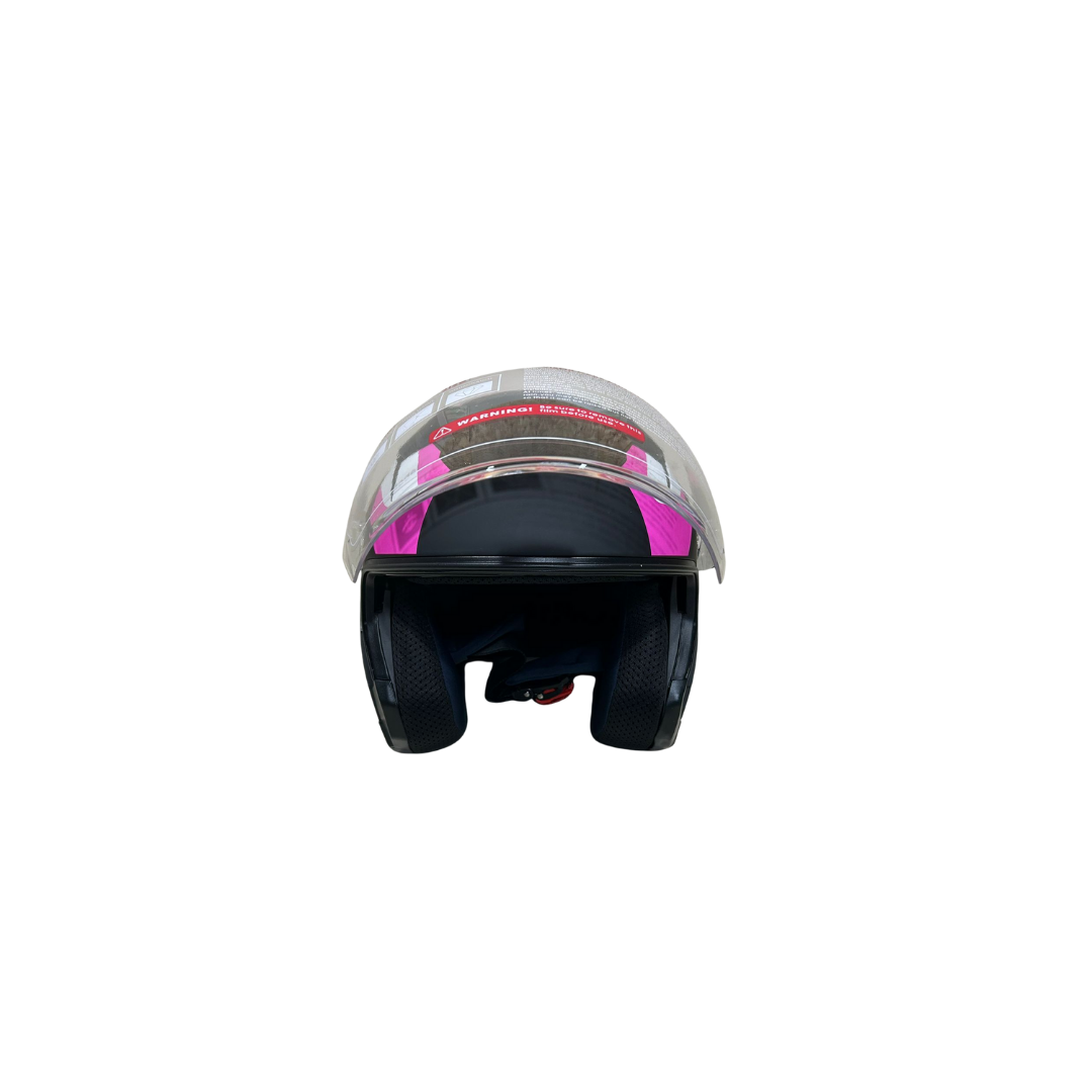 Jk Kask Çenesiz Vizörlü Mat Siyah Pembe