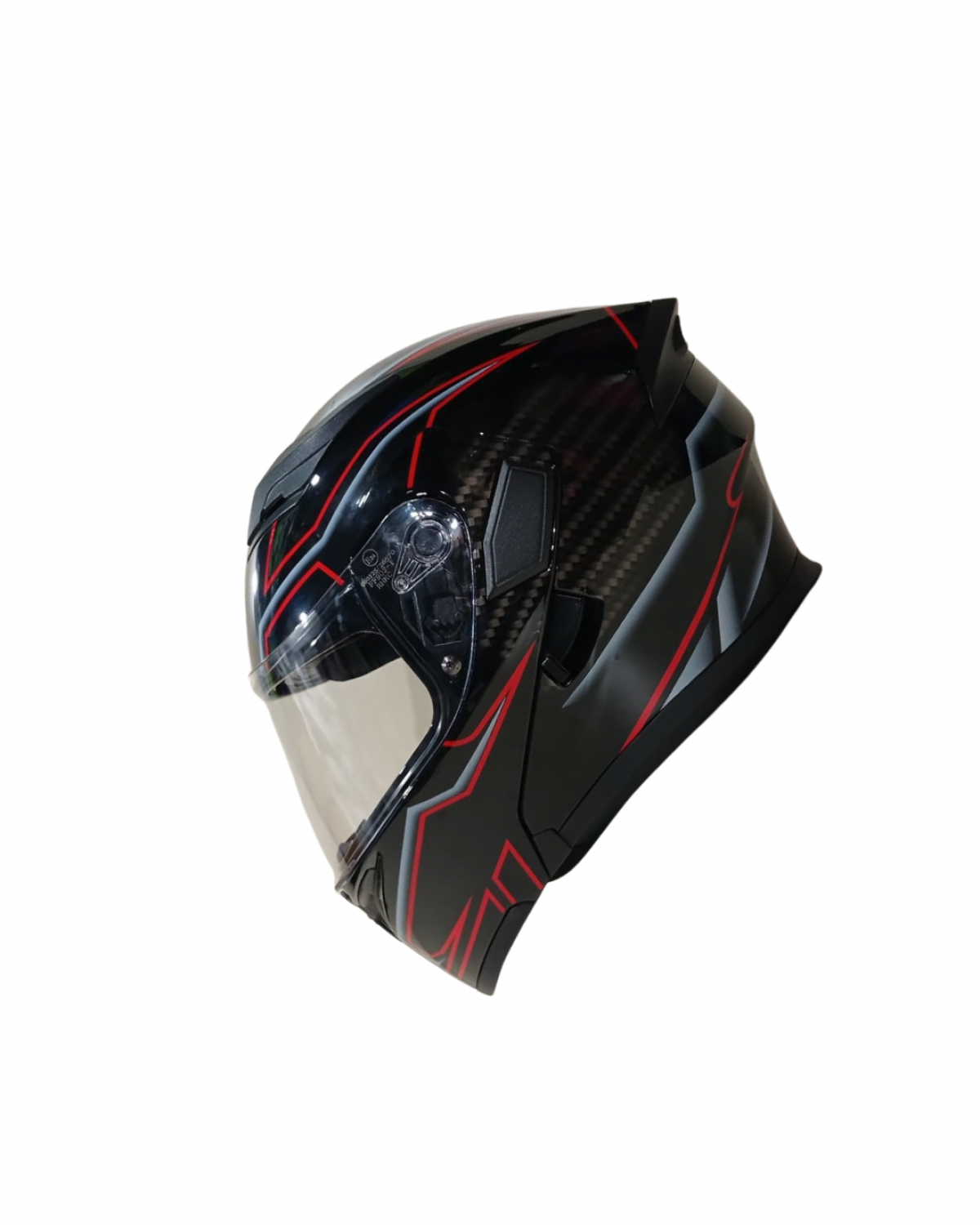 Kc Çene Açılır Vizörlü Kask Model Kırmızı-karbon