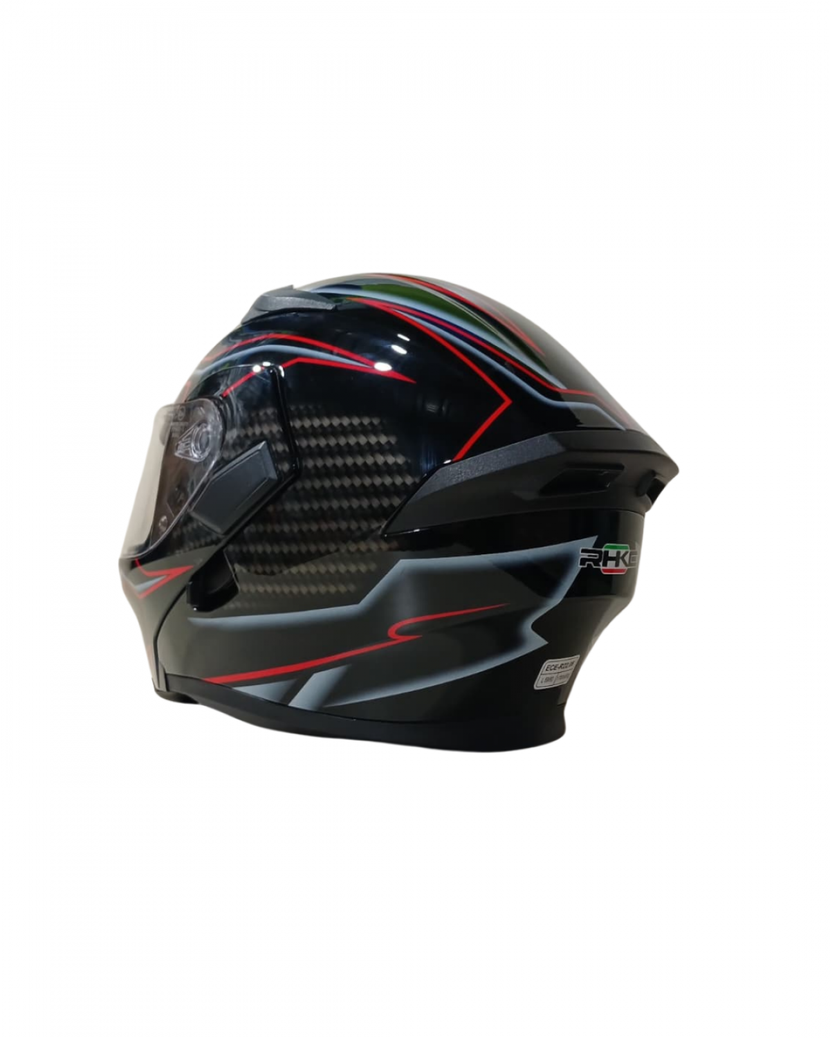 Kc Çene Açılır Vizörlü Kask Model Kırmızı-karbon