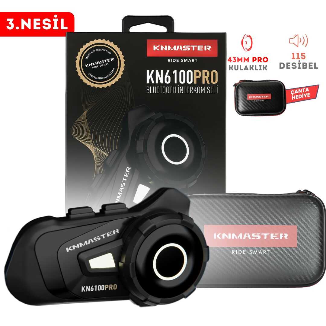(knmaster) Kn6100 Pro Motosiklet Kask İnterkom Bluetooth Intercom Kulaklık Seti-siyah