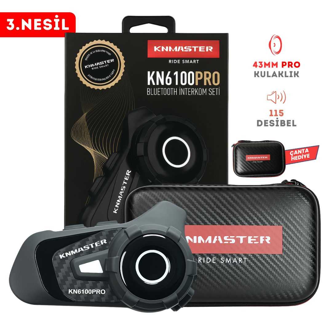 (knmaster) Kn6100 Pro Motosiklet Kask (interkom) Seti-karbon Siyah