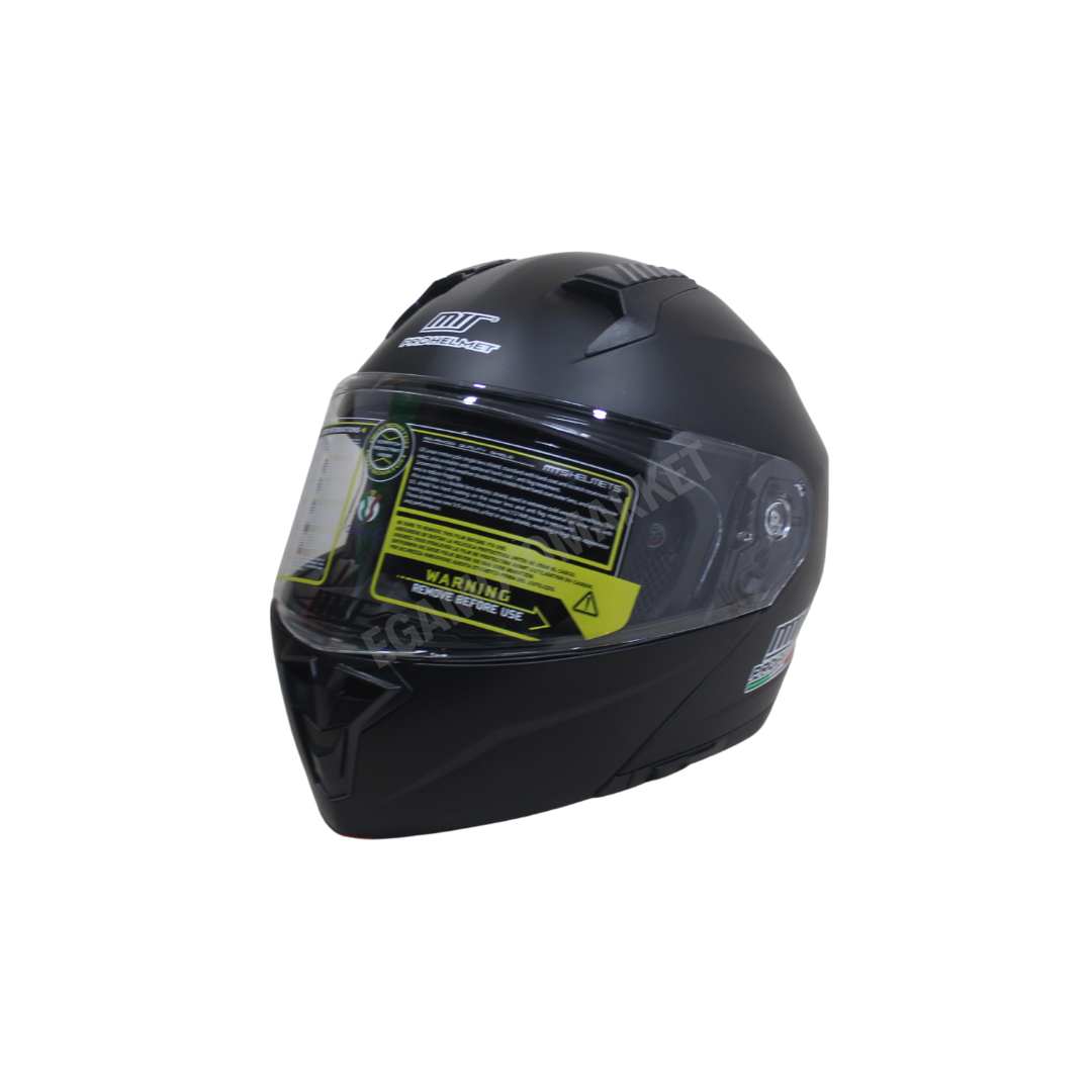 Mts Helmet M-966 Mat Black Çene Açılır Kask – Güneş Vizörlü, Ce