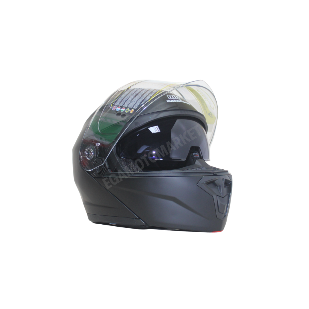 Mts Helmet M-966 Mat Black Çene Açılır Kask – Güneş Vizörlü, Ce