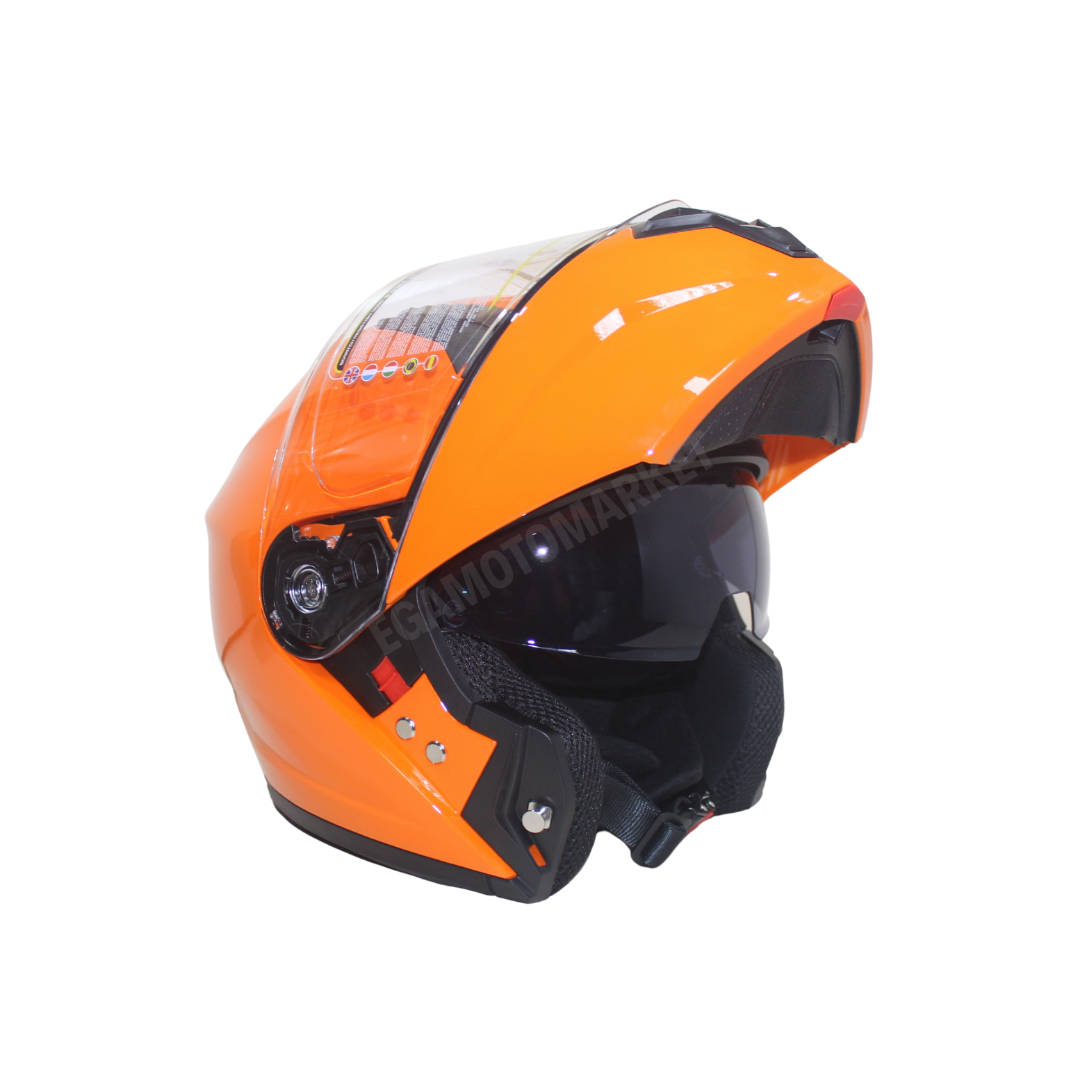 Mt Helmet M-966 Orange Çene Açılır Kask – Güneş Vizörlü, Ce