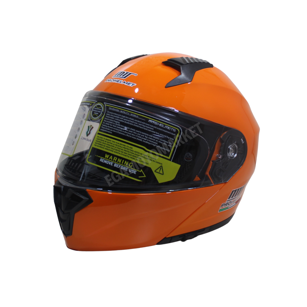 Mt Helmet M-966 Orange Çene Açılır Kask – Güneş Vizörlü, Ce