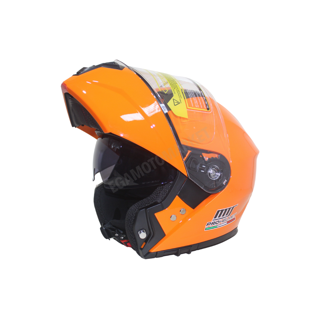 Mt Helmet M-966 Orange Çene Açılır Kask – Güneş Vizörlü, Ce