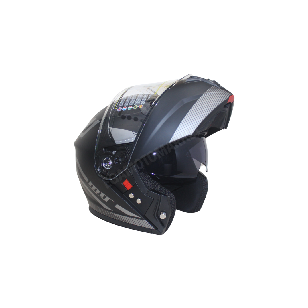 Mts Helmet M-966 V2 Wx20 Grey Çene Açılır Kask – Güneş Vizörlü, Ce
