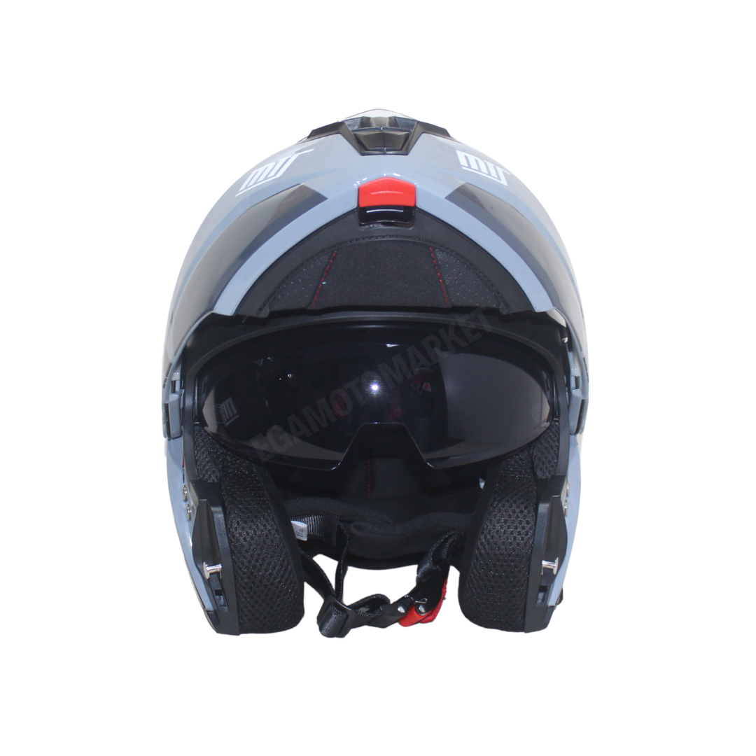 Mt Pro Helmet Nardo Gray M-966 Wx10 Çene Açılır Kask – Güneş Vizörlü, Ce