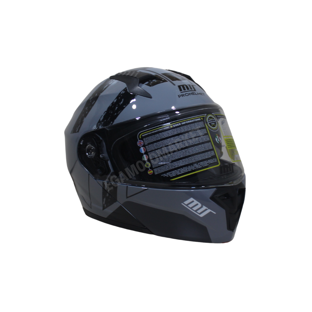 Mt Pro Helmet Nardo Gray M-966 Wx10 Çene Açılır Kask – Güneş Vizörlü, Ce